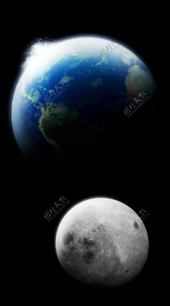 地球与月球psd分层素材