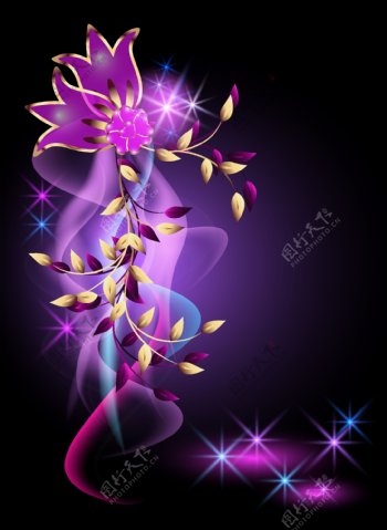 紫色花卉梦幻花纹