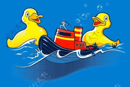 位图动物鸭子船大海免费素材