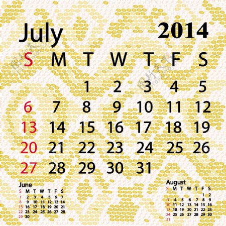 2014七月日历白化蟒蛇皮