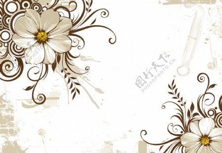 复古风格的花卉图案矢量素材