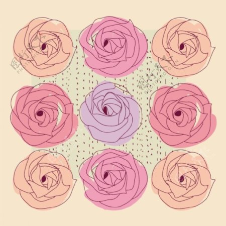 印花矢量图T恤图案植物花朵玫瑰免费素材