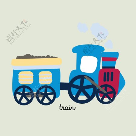 印花矢量图可爱卡通交通工具火车婴童装免费素材