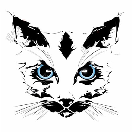 印花矢量图T恤图案动物猫色彩免费素材