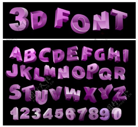 3d紫色拼音字母数字图片