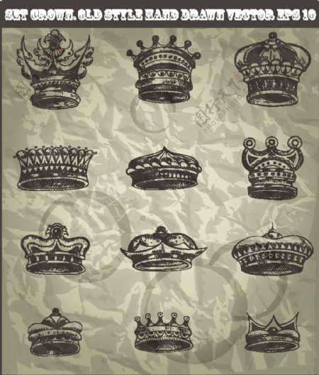华丽欧式王冠设计矢量素材