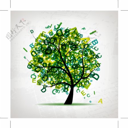 字母绿树图片