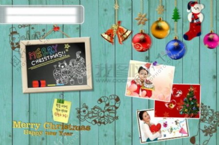 HanMaker韩国设计素材库背景图片卡片礼物祝福圣诞照片物品铃铛礼品可爱