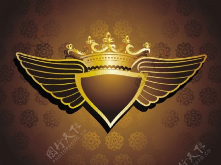 冠的翅膀图案背景矢量素材