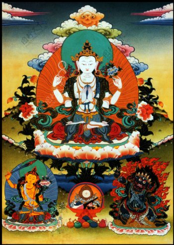 藏传佛教三怙主图片