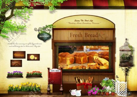 面包房橱窗广告下载