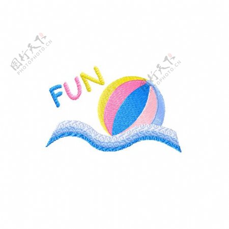 绣花海滩元素海浪运动元素球免费素材