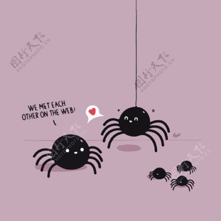 印花矢量图卡通动物蜘蛛文字免费素材