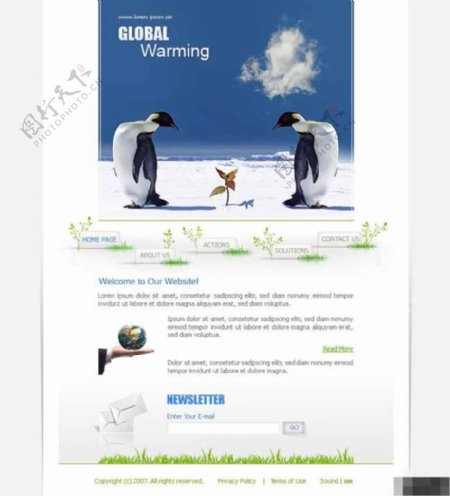 全球变暖企鹅主题网站模板