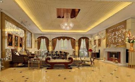 精致的金色的豪华客厅