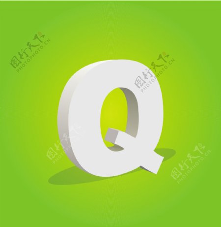 三维矢量字母Q文本