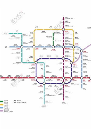 北京地铁线路图的矢量2009版