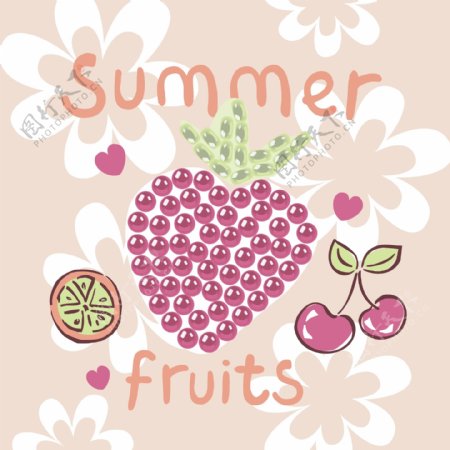 印花矢量图T恤图案图文结合静物水果免费素材