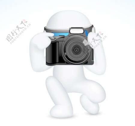 拿着数码相机拍照的3d小人图片