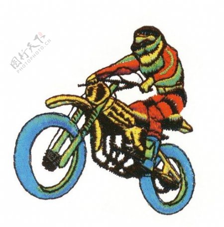 绣花男人摩托车比赛免费素材
