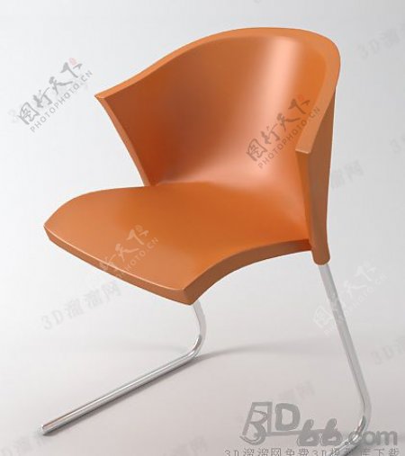 3D橘黄色办公椅模型