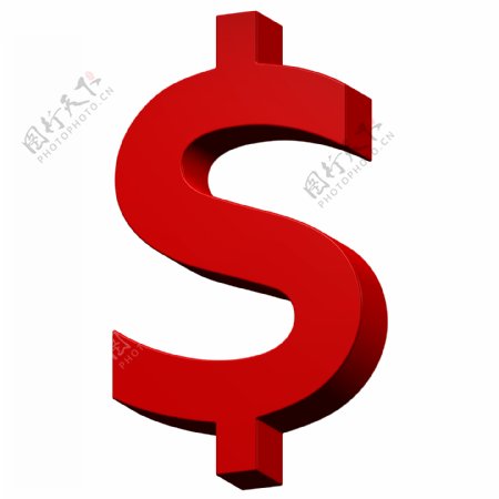 美元符号从红色字母集白色隔离