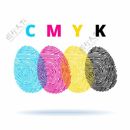 CMYK手指印设计矢量图