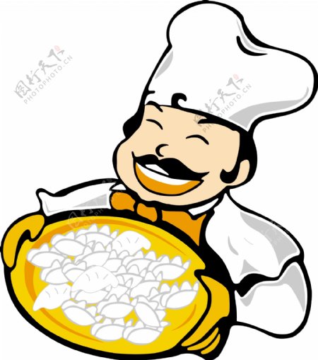 端水饺的卡通厨师