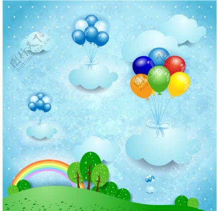 彩色气球插画图片