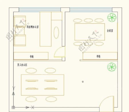 小型办公室布局CAD图片