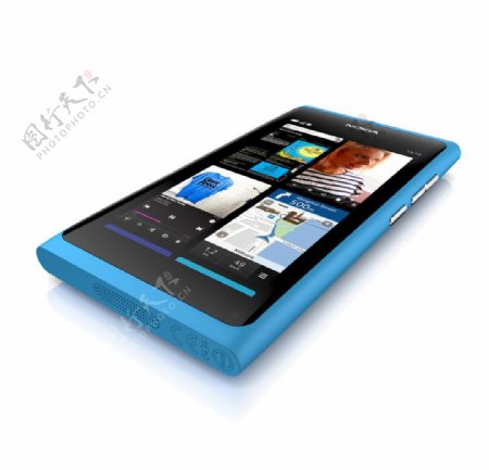 诺基亚N9手机蓝色立体图片