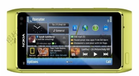 诺基亚n8绿色金属智能手机图片