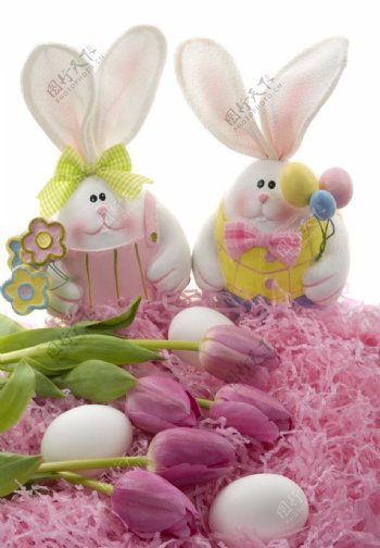 复活节彩蛋和郁金香图片