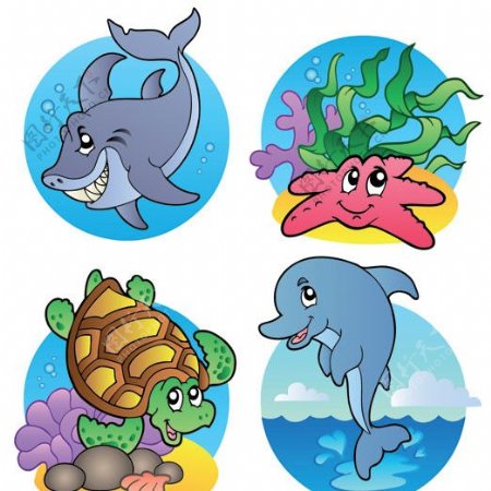 卡通海洋生物矢量素材图片