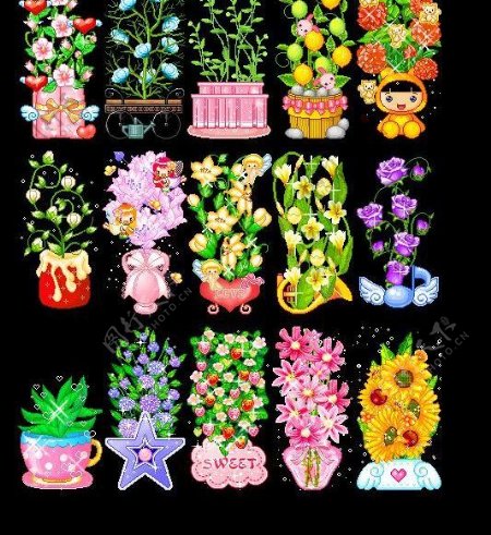 45张漂亮盆花动画图片