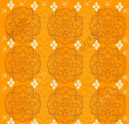 橙色花纹花边底纹背景图片