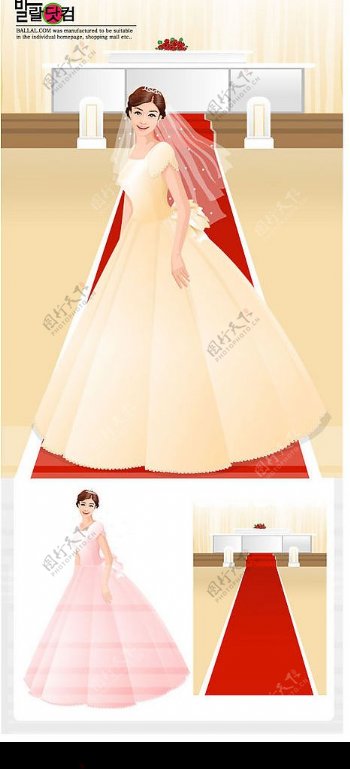 韩国时尚婚纱新娘矢量素材图片