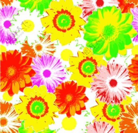 涂鸦花朵数码印花图片