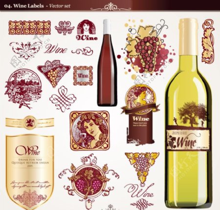 葡萄酒标签贴纸图片