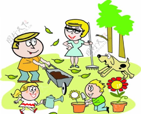 儿童植树劳动图片