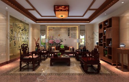 中式茶室效果图图片