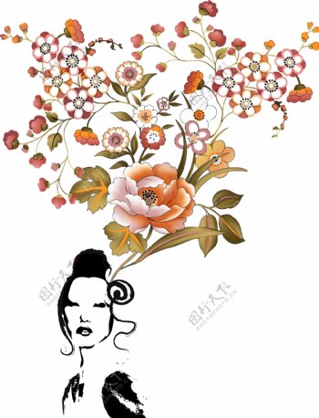 手绘花卉背景矢量素材图片