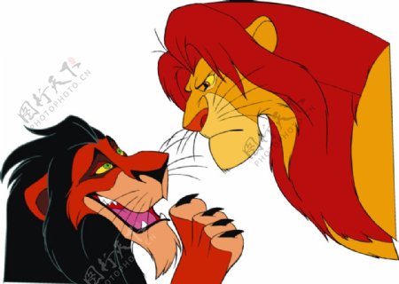 狮子王和刀疤狮子卡通图片
