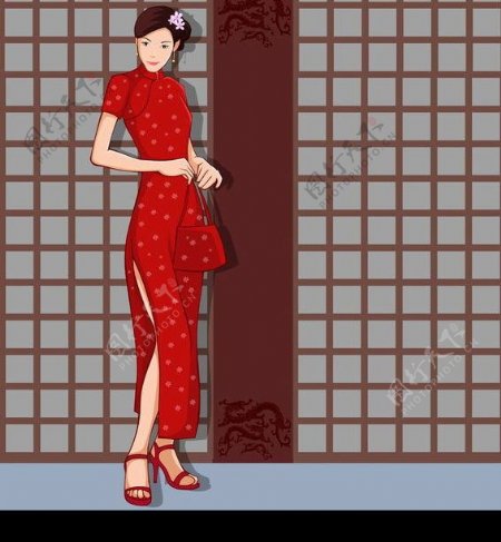时尚中国风格矢量图图片