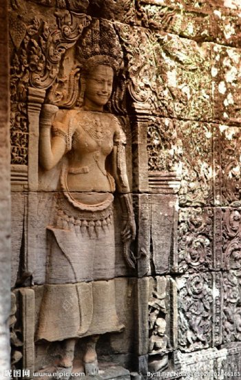 柬埔寨吴哥窟浮雕图片