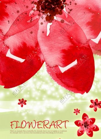 水彩红花图片