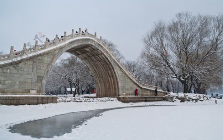 玉带桥雪景图片