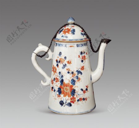 青花矾红大茶壶图片