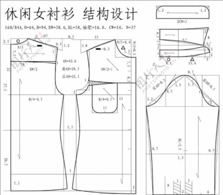 0102规格设计结构设计休闲女衬衫图片