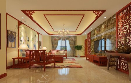 新中式家居客厅效果图图片